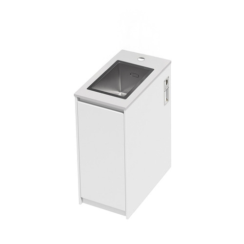 Mako 70 Laundry Cabinet 400mm Right Hinge 1 Door (F1) White Velvet Bright White Benchtop With Top Mount Sink (250 x 400) Tap Hole Only (No Tap)