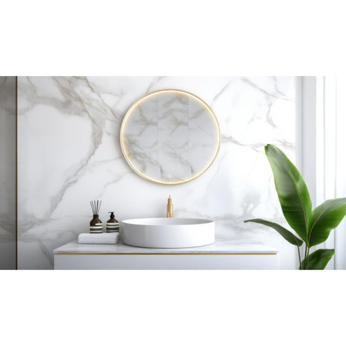 Mirrox Eclipse Front Lit LED Mirror Round Gold 600mm dia