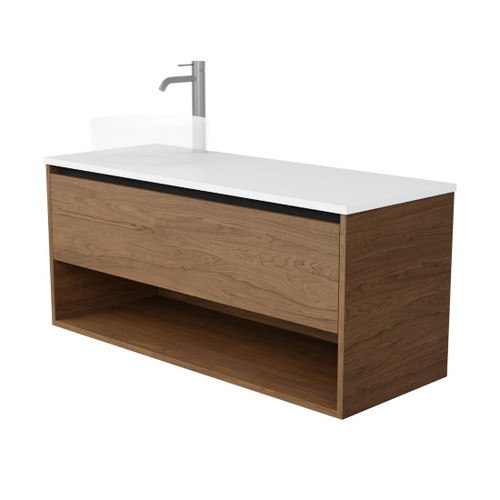 Flux Vanity 1200mm Left Offset Single Drawer Include Nuvolite Top