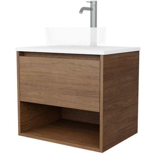 Flux Vanity 600mm Centre Basin Single Drawer Include Nuvolite Top