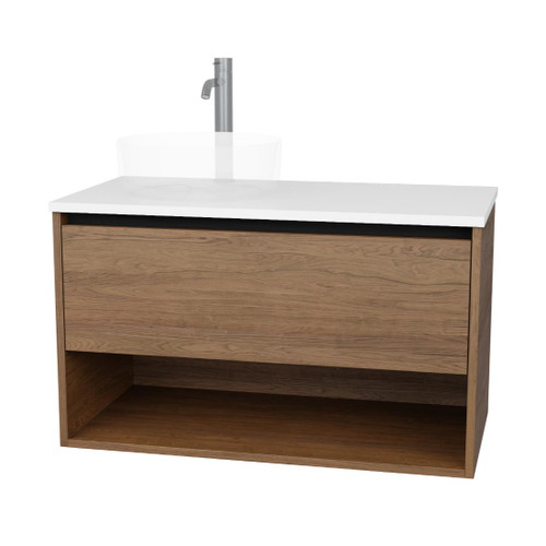 Flux Vanity 900mm Left Offset Single Drawer Include Nuvolite Top