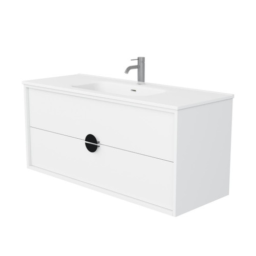 Full Moon Vanity 1200mm Centre Integrated Basin Double Drawer Include Gloss White Top