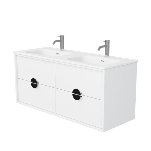 Full Moon Vanity 1200mm Double Integrated Basin Four Drawer Include Gloss White Top
