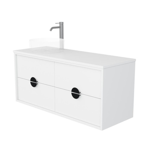 Full Moon Vanity 1200mm Left Offset Four Drawer Include Top