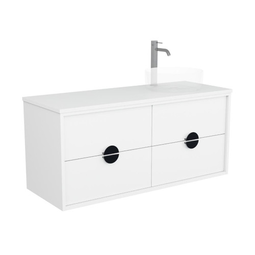 Full Moon Vanity 1200mm Right Offset Four Drawer Include Top