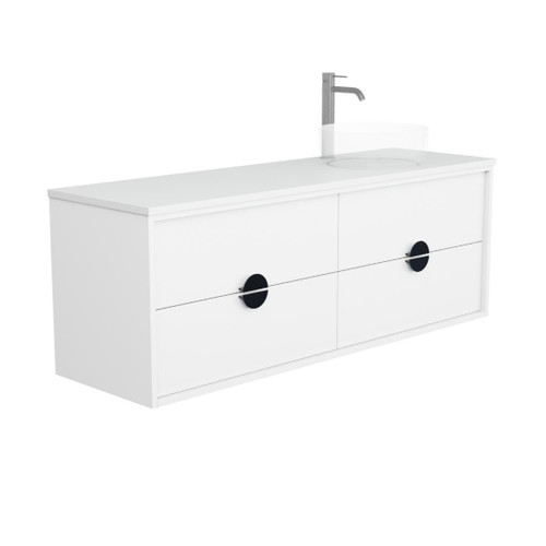 Full Moon Vanity 1500mm Right Offset Four Drawer Include Top