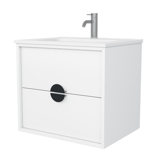 Full Moon Vanity 600mm Centre Integrated Basin Double Drawer Include Gloss White Top