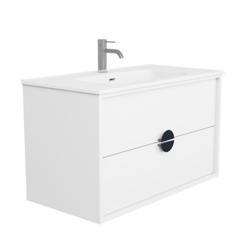 Full Moon Vanity 900mm Centre Integrated Basin Double Drawer Include Matte White Top