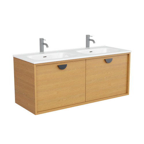 Half Moon Vanity 1200mm Double Integrated Basin Double Drawer Include Gloss White Top