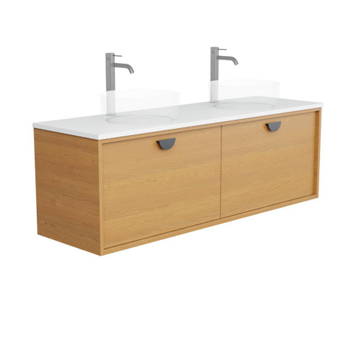 Half Moon Vanity 1500mm Double Basin Double Drawer Include Top