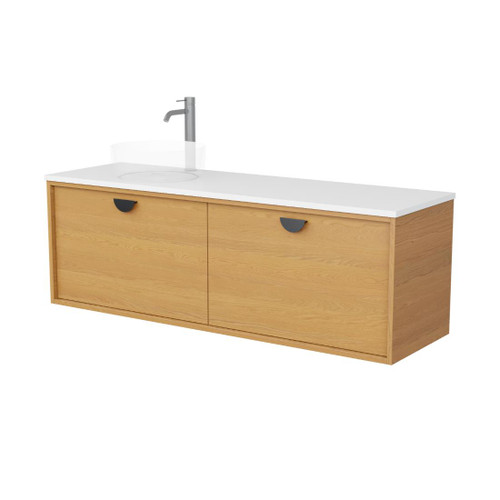 Half Moon Vanity 1500mm Left Offset Double Drawer Include Top
