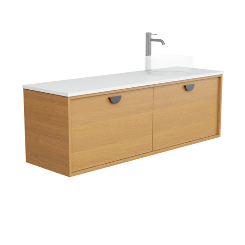 Half Moon Vanity 1500mm Right Offset Double Drawer Include Top