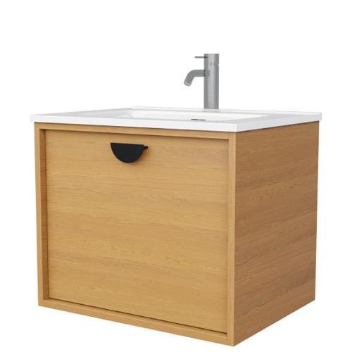 Half Moon Vanity 600mm Centre Integrated Basin Single Drawer Include Gloss White Top