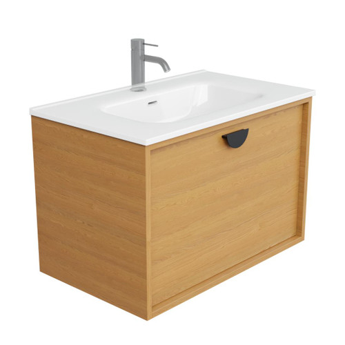 Half Moon Vanity 750mm Centre Integrated Basin Single Drawer Include Matte White Top