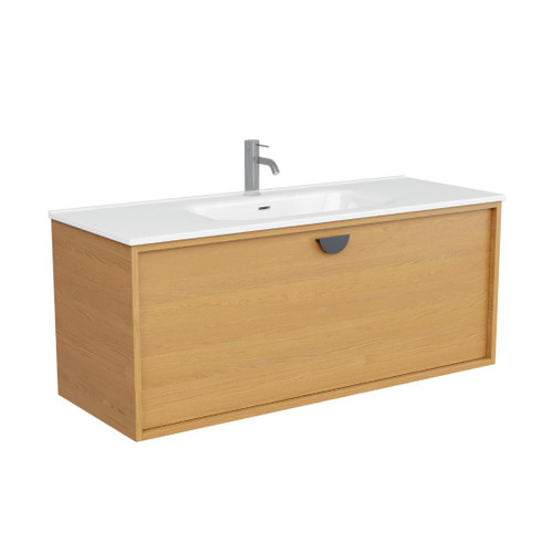 Half Moon Vanity 1200mm Centre Integrated Basin Single Drawer Include Matte White Top