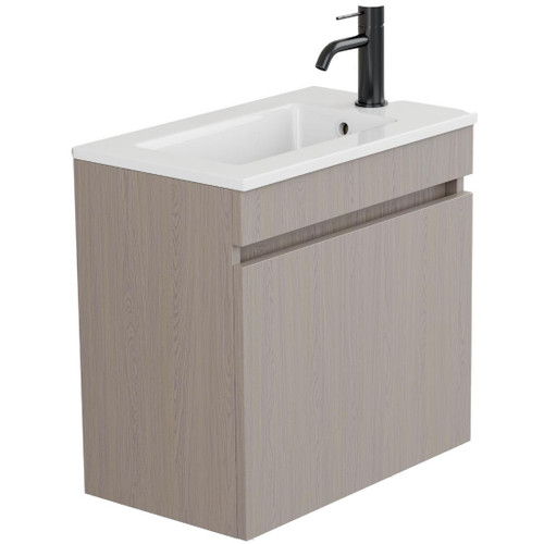 Mini Vanity 560mm Integrated Basin Left Hand Door Include Gloss White Top