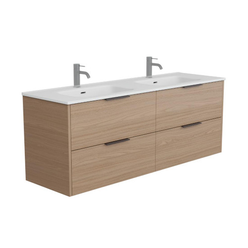 Vexa Vanity 1500mm Double Integrated Basin Four Drawer Include Gloss White Top