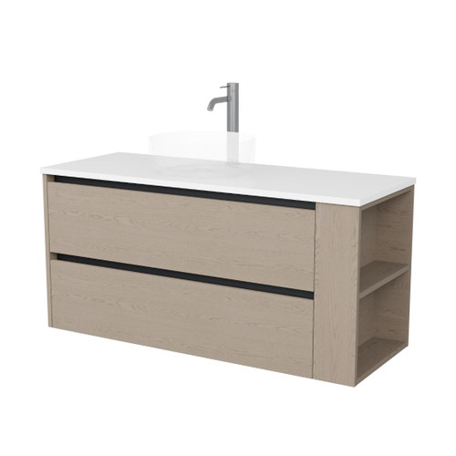 Zeon Vanity 1200mm Centre Basin Double Drawer Right Shelf Include Top