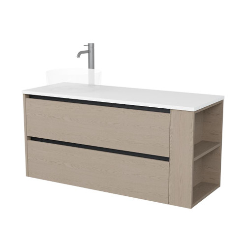 Zeon Vanity 1200mm Left Offset Double Drawer Right Shelf Include Top