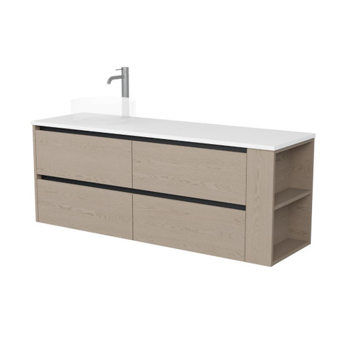 Zeon Vanity 1500mm Left Offset Four Drawer Right Shelf Include Top