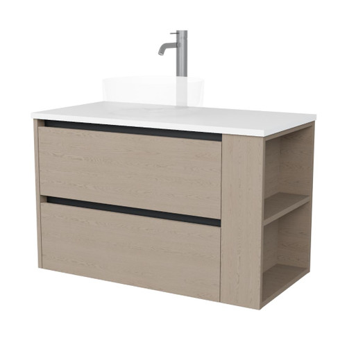 Zeon Vanity 900mm Double Drawer Right Shelf Include Top