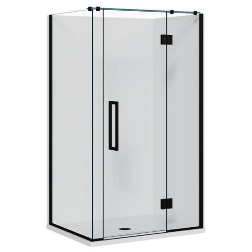 Acclaim Acrylic Shower 2 Sided 1200 x 915mm Flat Wall Black RH