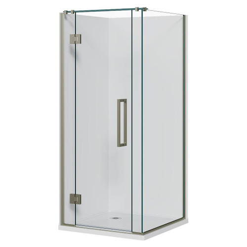 Acclaim Acrylic Shower 2 Sided 915 x 915mm Flat Wall Brushed Nickel
