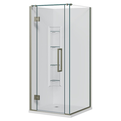 Acclaim Acrylic Shower 2 Sided 915 x 915mm Corner Mould Brushed Nickel