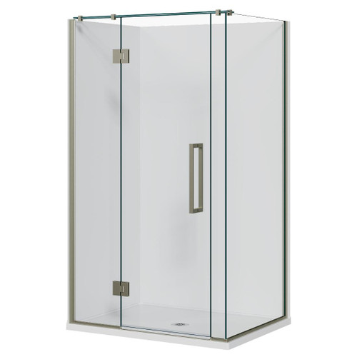 Acclaim Acrylic Shower 2 Sided 1200 x 915mm Flat Wall Brushed Nickel LH