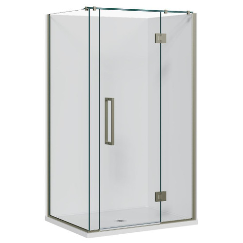 Acclaim Acrylic Shower 2 Sided 1200 x 915mm Flat Wall Brushed Nickel RH