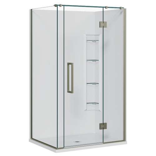 Acclaim Acrylic Shower 2 Sided 1200 x 915mm Corner Mould Brushed Nickel RH