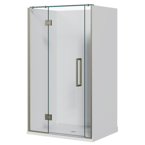 Acclaim Acrylic Shower 3 Sided 1200mm Flat Wall Brushed Nickel