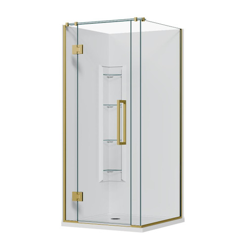 Aston Hinged Acrylic Shower 2 Sided 915 x 915mm Corner Mould Brushed Brass