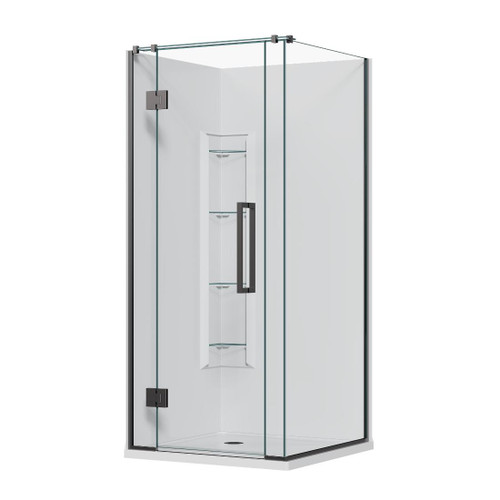 Aston Hinged Acrylic Shower 2 Sided 915 x 915mm Corner Mould Gunmetal