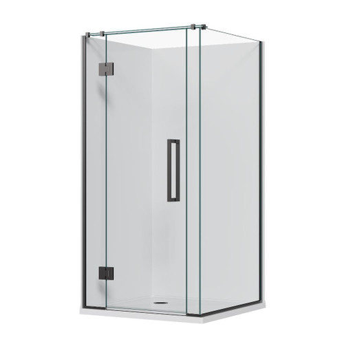 Aston Hinged Acrylic Shower 2 Sided 1000 x 1000mm Flat Wall Gunmetal