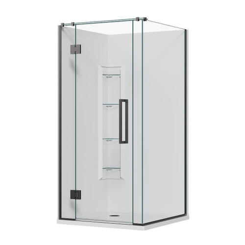 Aston Hinged Acrylic Shower 2 Sided 1000 x 1000mm Corner Mould Gunmetal