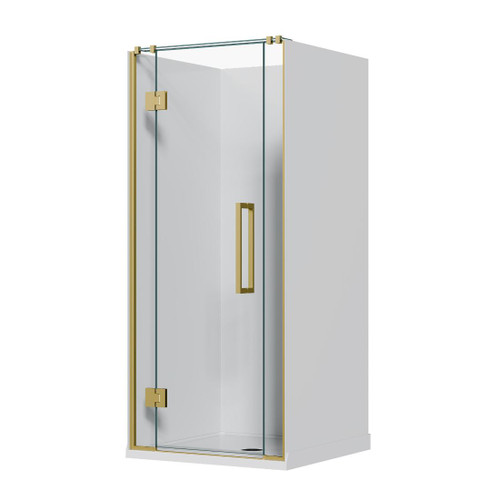 Aston Hinged Acrylic Shower 3 Sided 915mm Flat Wall Brushed Brass