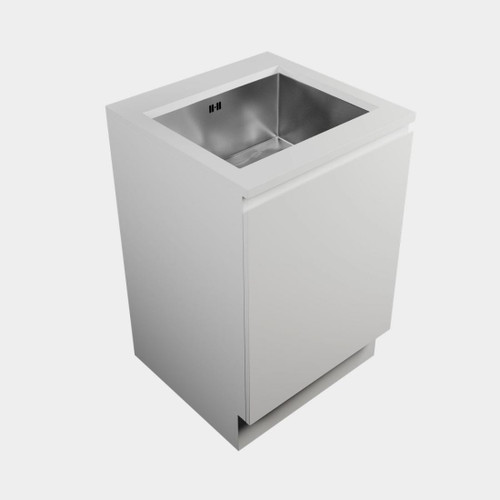 Modern Laundry Base Kit 600 1 Drawer White Kordura Top With Stainless Steel Sink Timber Veneer