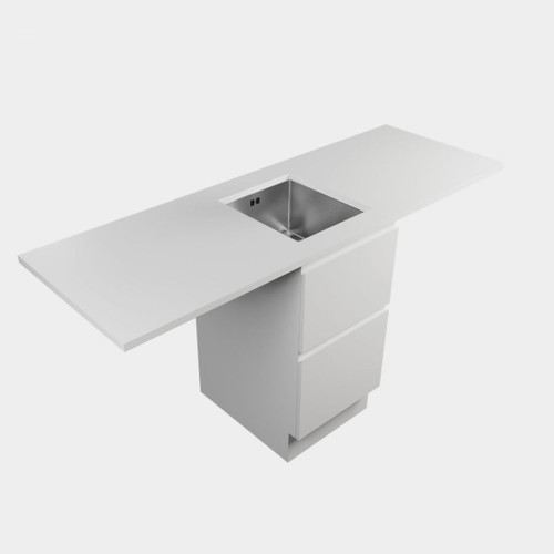 Modern Laundry Starter Pro Kit 450 2 Drawers White Kordura Top With Petite Stainless Steel Sink Timber Veneer