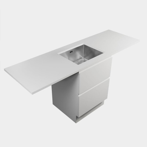 Modern Laundry Starter Pro Kit 600 2 Drawers White Kordura Top With Stainless Steel Sink White Gloss