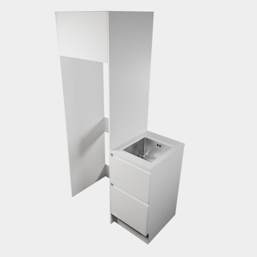 Modern Laundry Studio Kit 450 2 Drawers Stacker Kit White Kordura Top With Petite Stainless Steel Sink Custom Colour