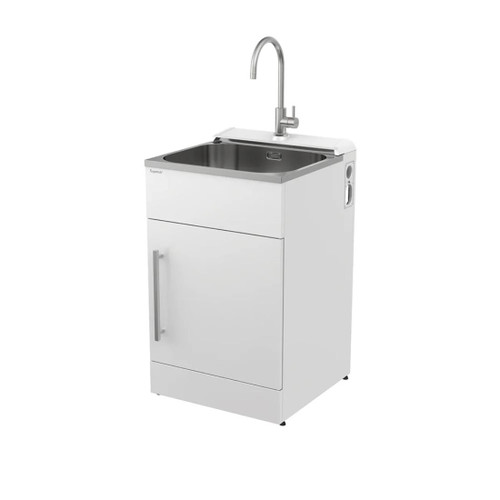Laundry Tub Standard Door Console with Lead free Stainless Steel Gooseneck Tap
