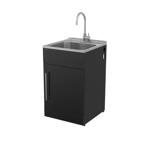 Laundry Tub Standard Door Model with Lead free Stainless Steel Gooseneck Tap Black finish