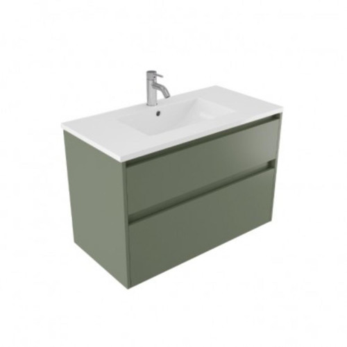 Fucina Vanity Wall 910 1 Taphole Vitreous China Top 2 Drawer Green Slate