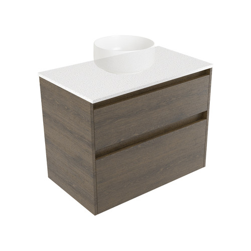 Fucina Vanity Wall 740 Motion E Stone Top 2 Drawer Smokey Oak Timberland