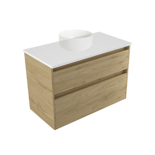 Fucina Vanity Wall 890 White E Stone Top 2 Drawer French Oak Velvet