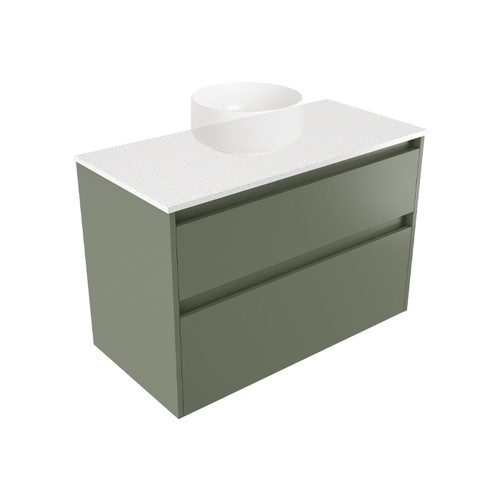 Fucina Vanity Wall 890 Motion E Stone Top 2 Drawer Green Slate