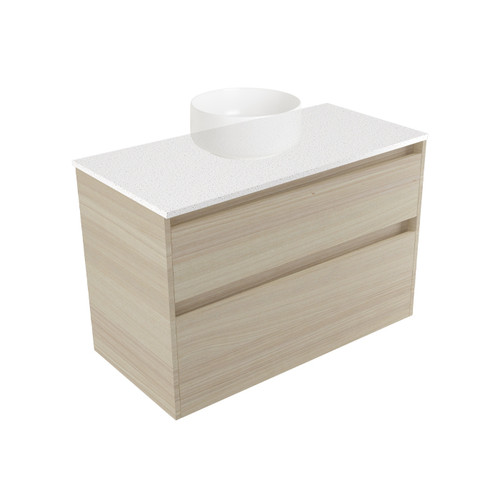 Fucina Vanity Wall 890 Motion E Stone Top 2 Drawer Seasoned Oak