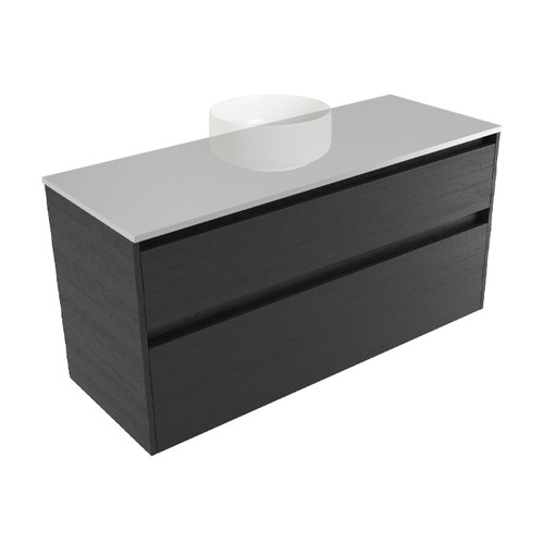 Fucina Vanity Wall 1190 Moonlight E Stone Top 2 Drawer Black Timberland