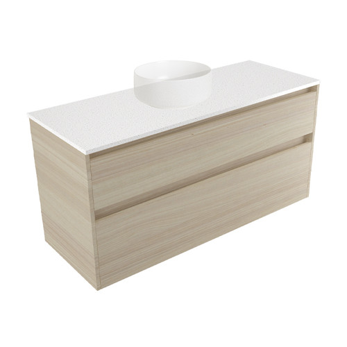 Fucina Vanity Wall 1200 Motion E Stone Top 2 Drawer Seasoned Oak